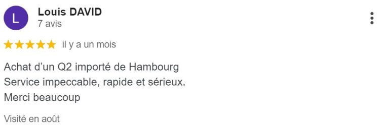 Avis 5 étoiles sur le service d’import de véhicule depuis la Pologne proposé par Mon Agent Automobile