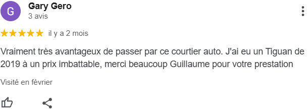 Avis laissé sur google pour le courtier automobile mon agent automobile 
