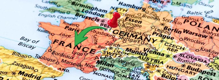 Carte du trajet d’importation d’une voiture du Luxembourg vers la France